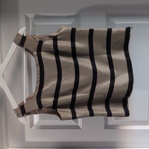 Vintage 100% Silk Papell Petites Striped Side Zip V Back Tank Top